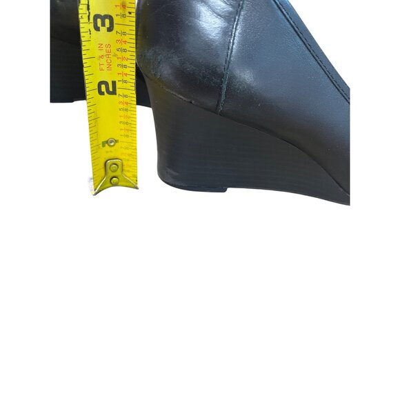 Ralph Lauren Lauren Womens Black Leather Wedge Heels Size 7.5B SKU 9179 - Picture 11 of 14